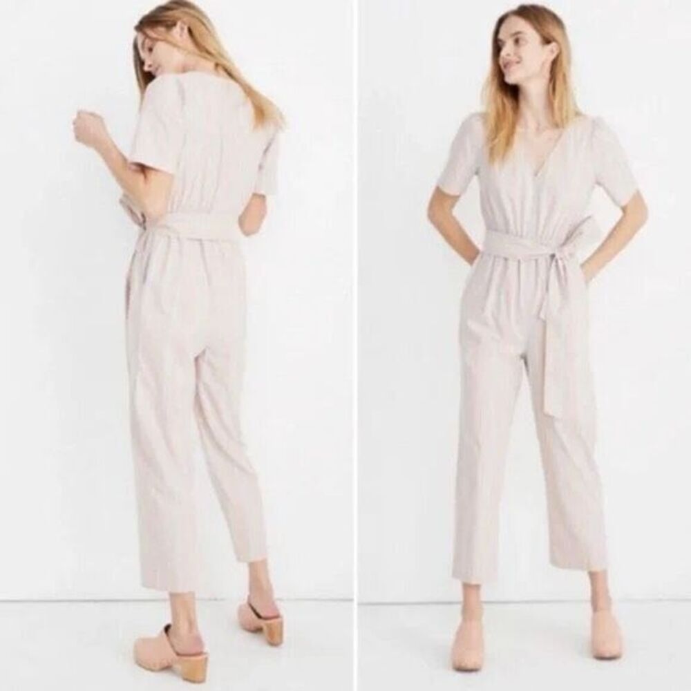 Madewell Madewell Striped Puff-Sleeve Tapered Jumpsuit size 00